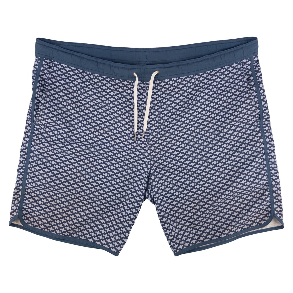 Fair Harbor Mens XL Anchor‎ Swim Trunks Lined Navy Blue Geometric Print Nautical